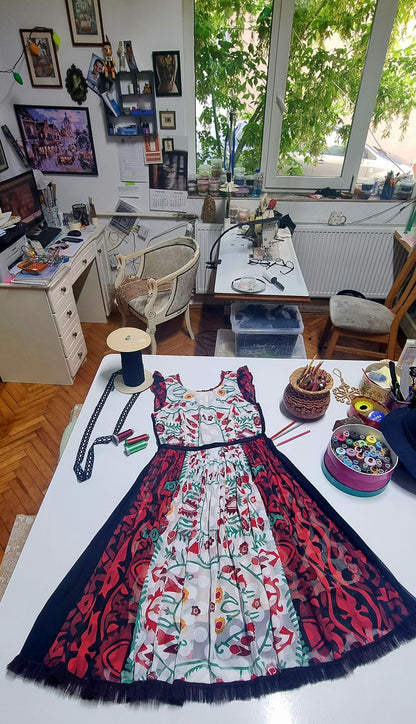 Rochie Folk Floral din Voal