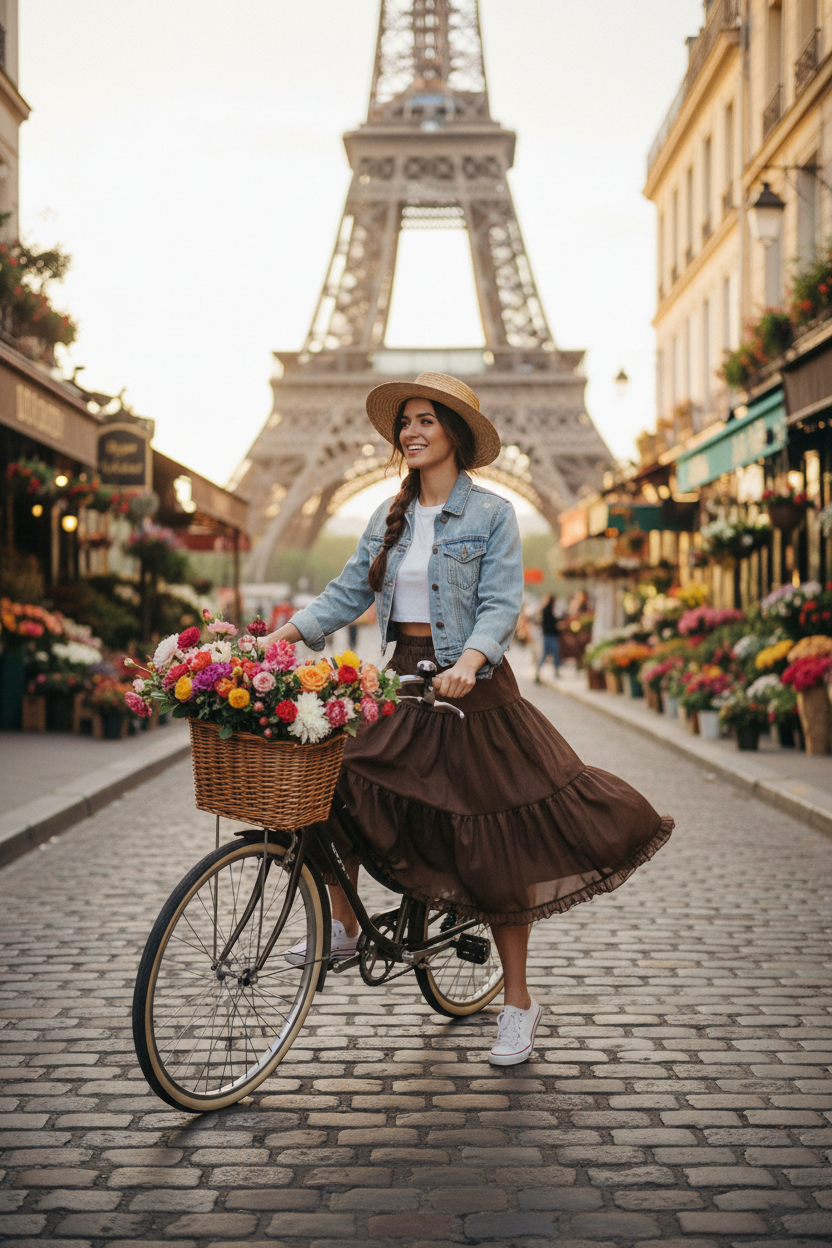 Fustă amplă geacă scurtă Paris