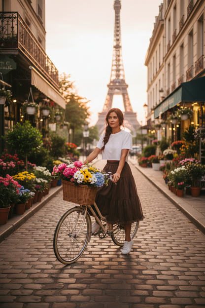 Fustă maro Paris bicicletă