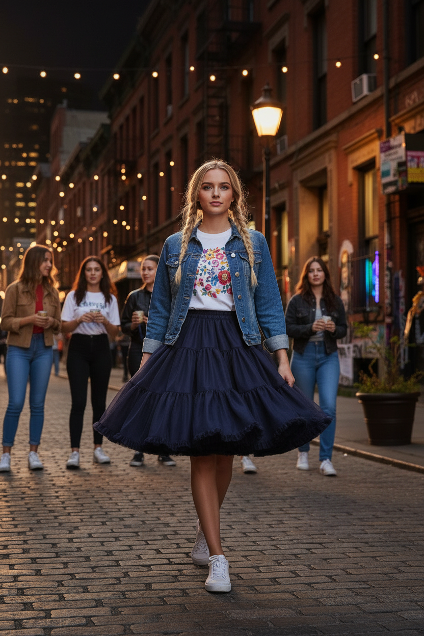 Fustă navy - noapte urban