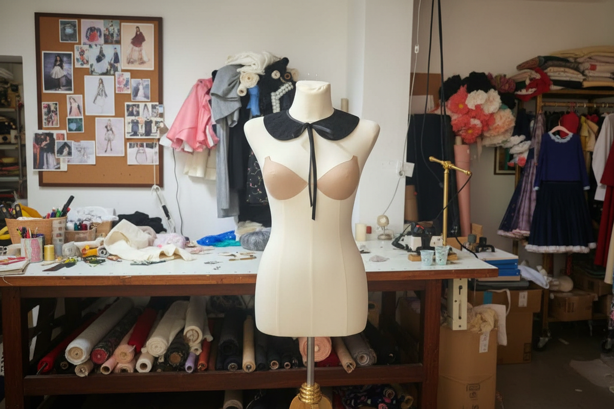 Guleras pe bust de croitorie în atelier