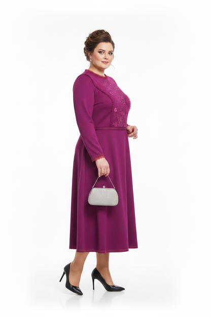 Rochie mov mâneci 3/4 mărimea 52